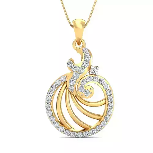 Yellow gold diamond pendent-P3 PS-03