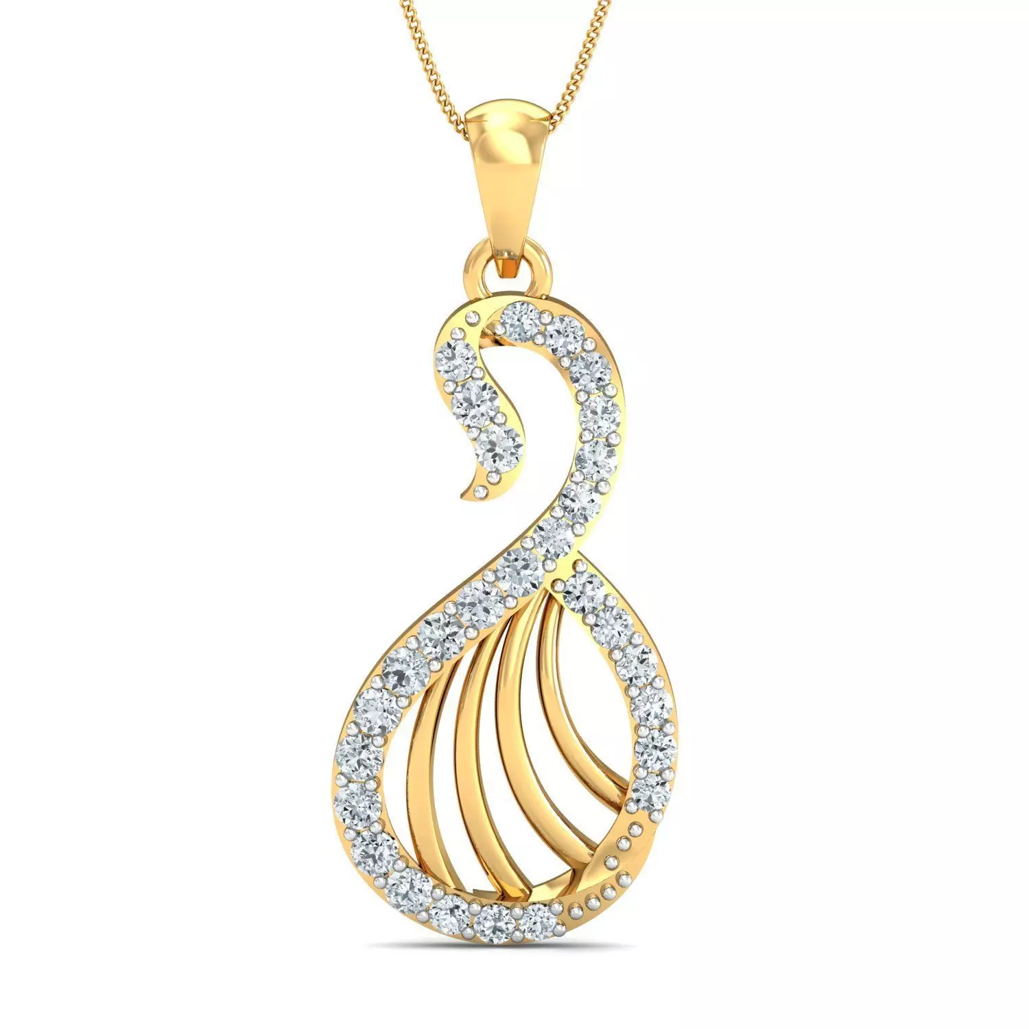 Yellow gold diamond pendent-P3 PS-04 3D print model