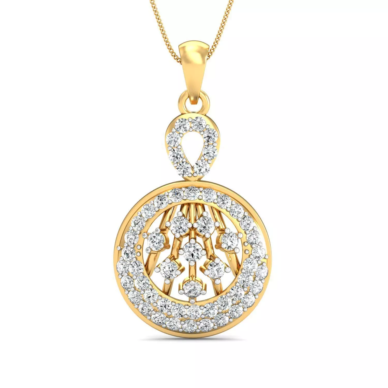 Yellow gold diamond pendent-P3 PS-05 3D print model