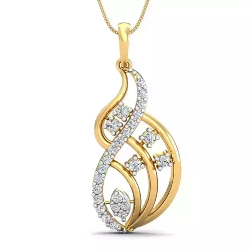 Yellow gold diamond pendent-P3 PS-06