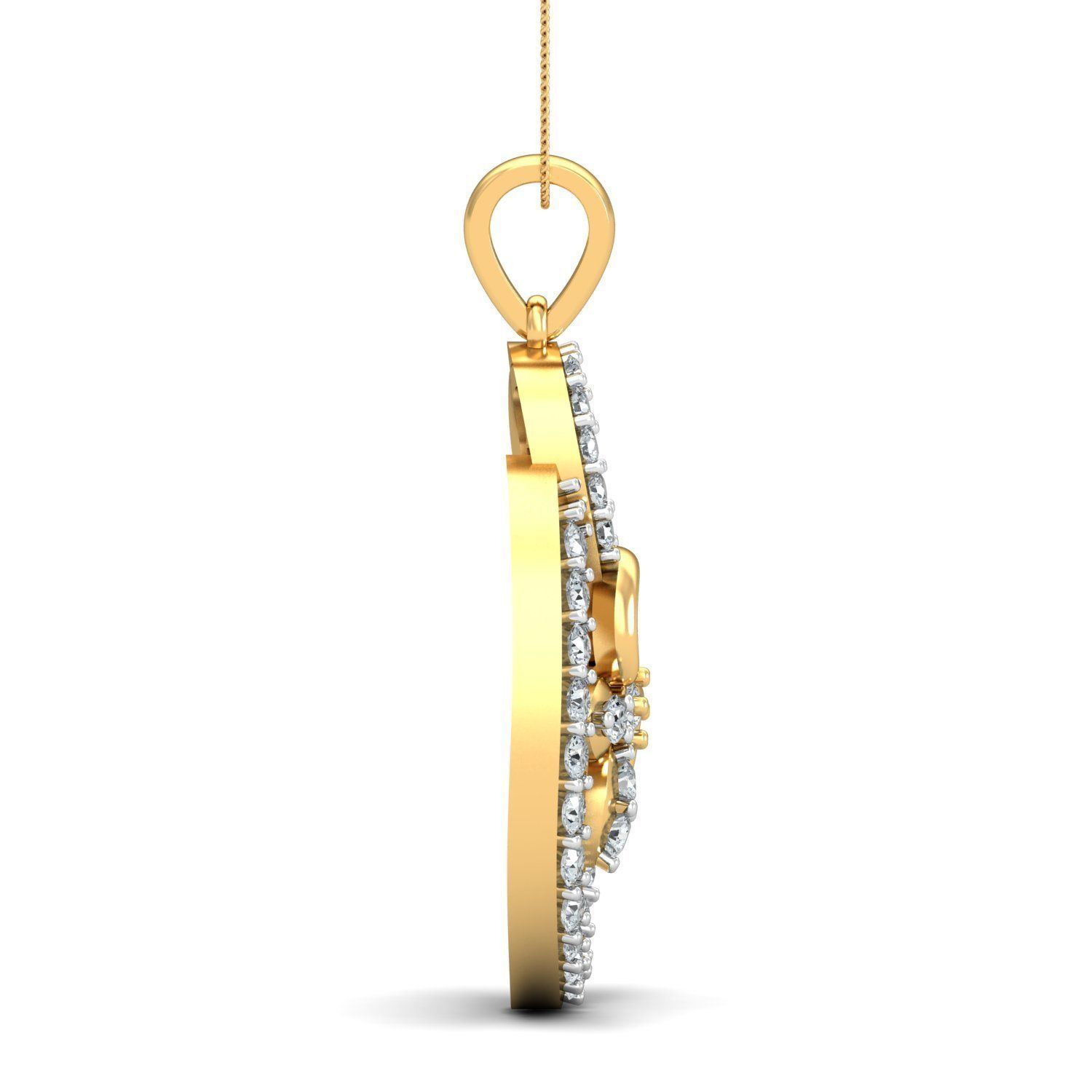 Yellow gold diamond pendent-P3 PS-07 3D print model_1