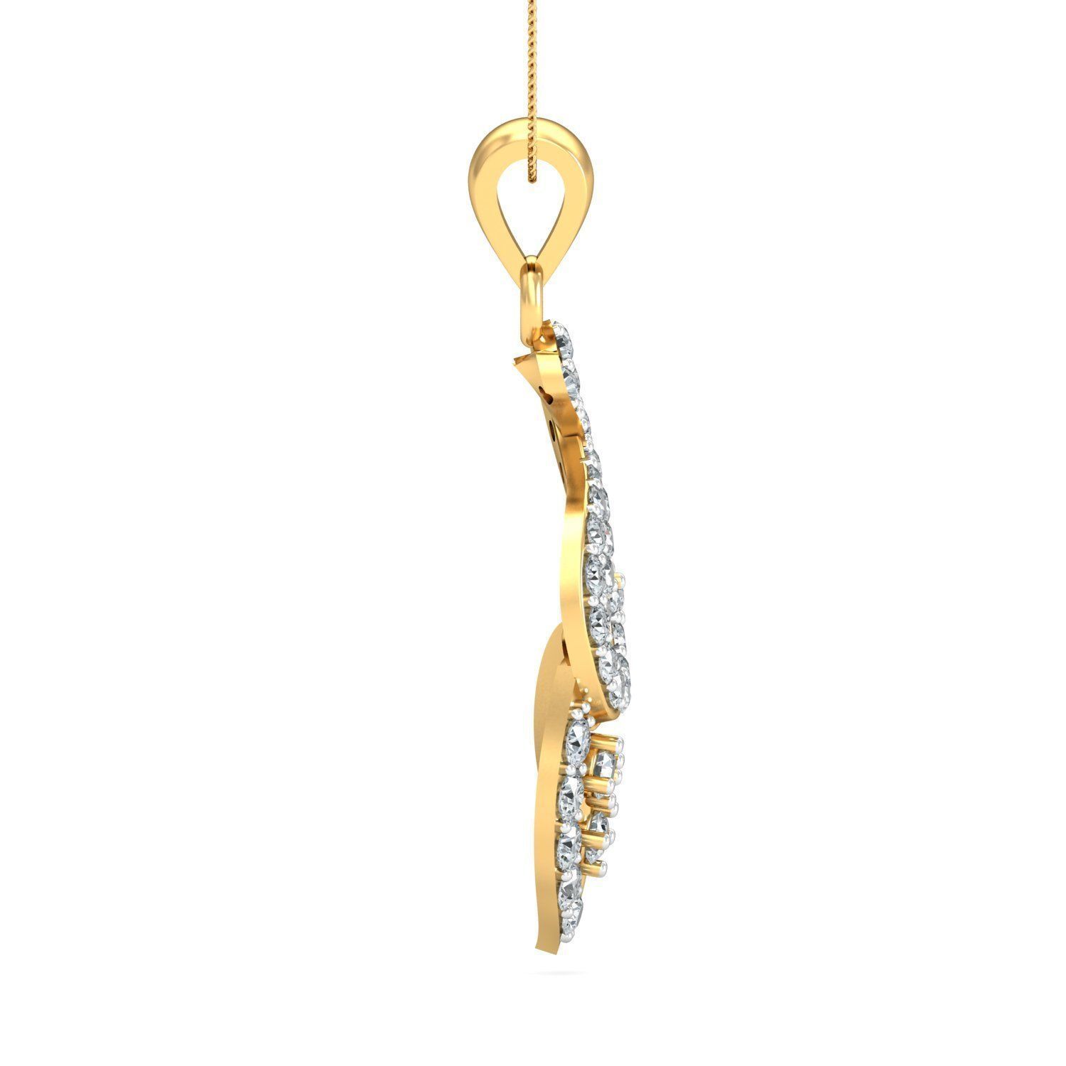 Yellow gold diamond pendent-P3 PS-08 3D print model_1
