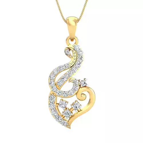 Yellow gold diamond pendent-P3 PS-08