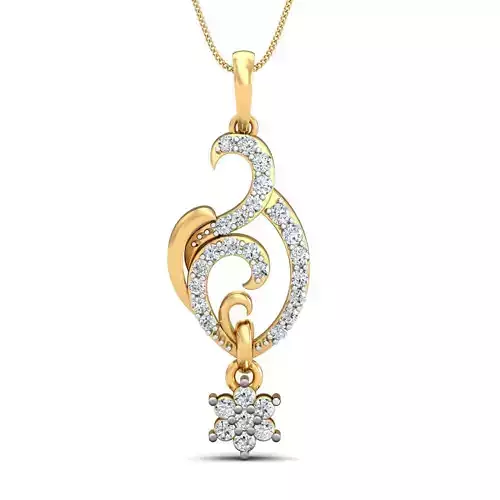 Yellow gold diamond pendent-P3 PS-10