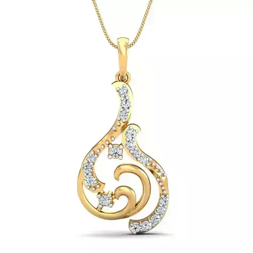 Yellow gold diamond pendent-P3 PS-12