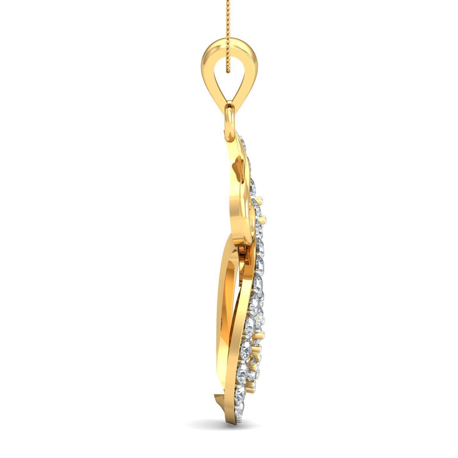 Yellow gold diamond pendent-P3 PS-13 3D print model_1