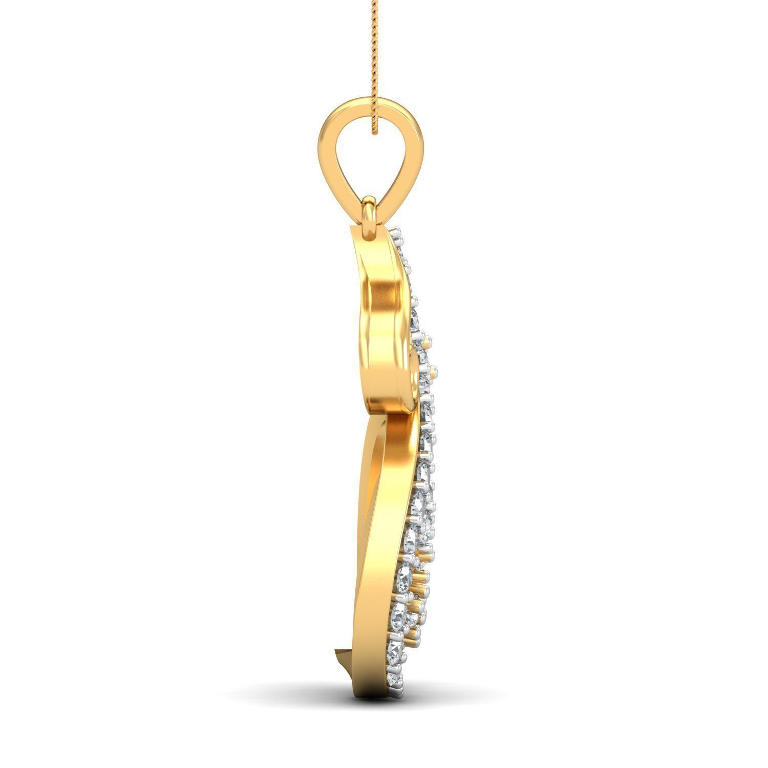 Yellow gold diamond pendent-P3 PS-13 3D print model_5