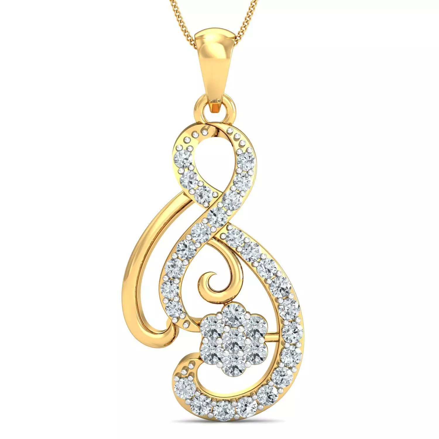 Yellow gold diamond pendent-P3 PS-16 3D print model