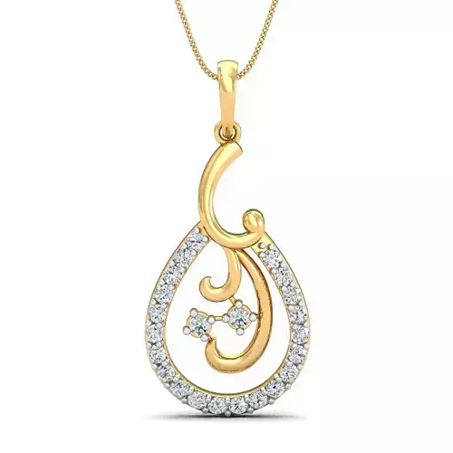 Yellow gold diamond pendent-P3 PS-18