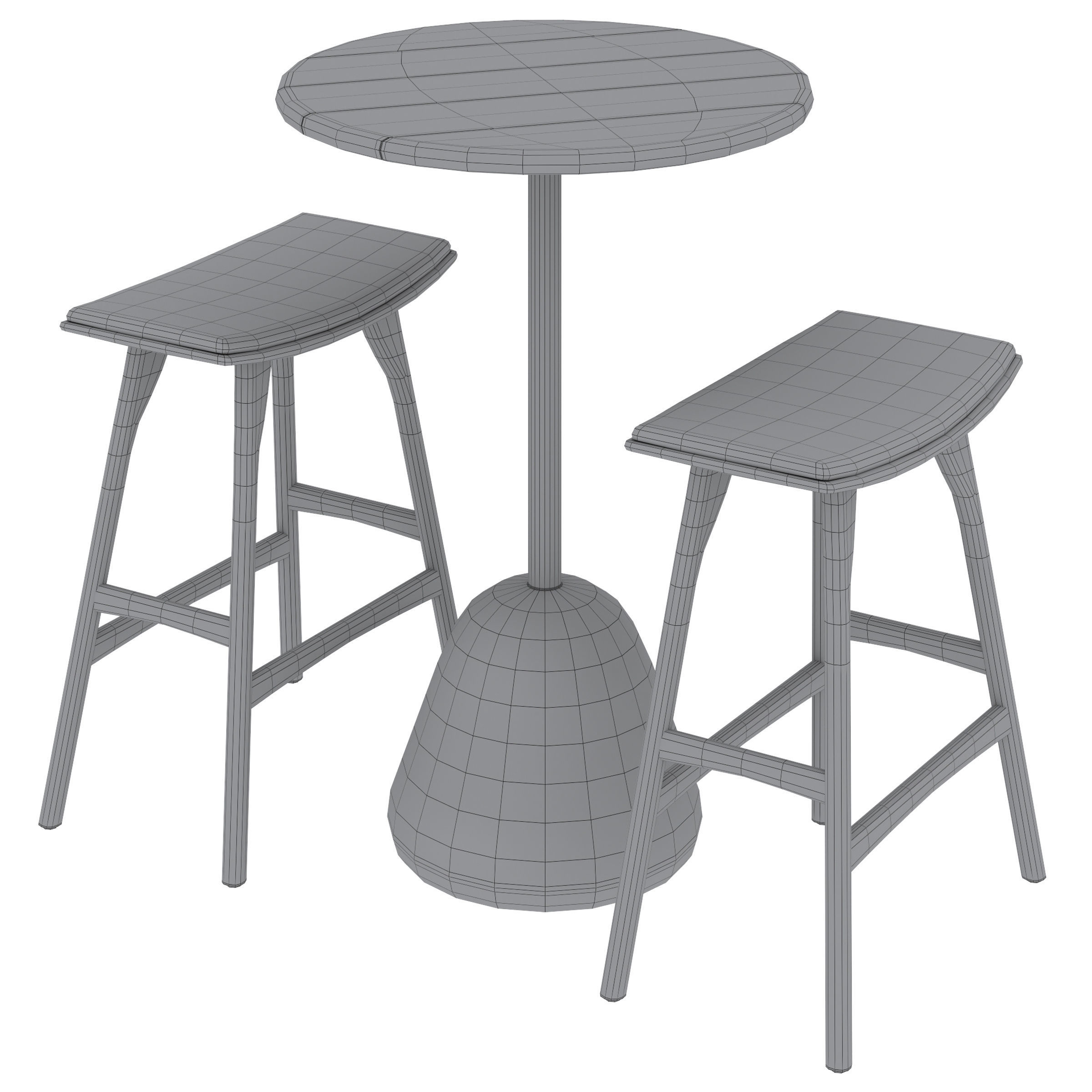 High bar table Saura and bar stool Osso 3D model_2