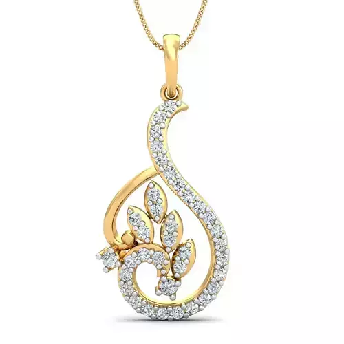Yellow gold diamond pendent-P3 PS-24