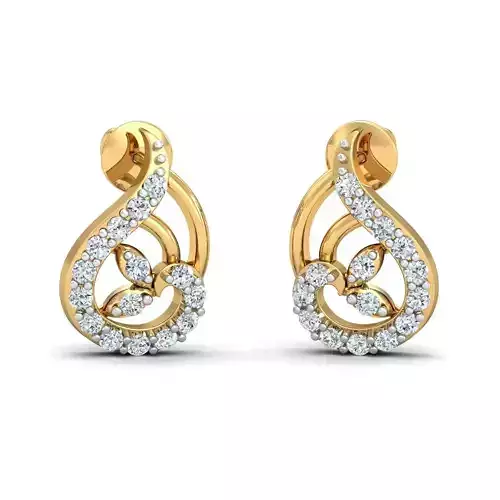 Yellow gold diamond earring -P3 PSER-01