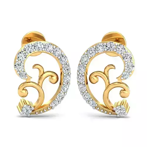 Yellow gold diamond earring-P3 PSER-02