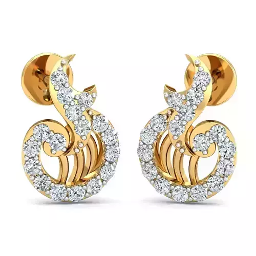 Yellow gold diamond earring-P3 PSER-03