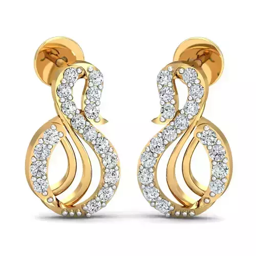 Yellow gold diamond earring-P3 PSER-04