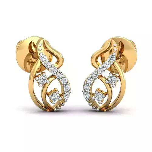 Yellow gold diamond earring-P3 PSER-06