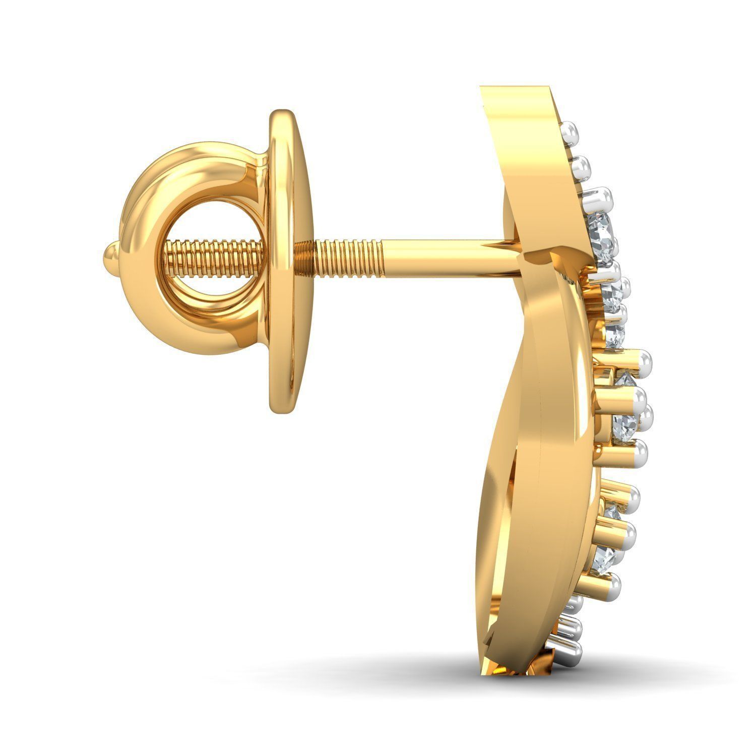 Yellow gold diamond earring-P3 PSER-06 3D print model_2