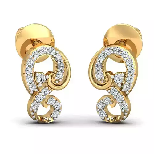 light weight  Yellow gold diamodnd earring-P3 PSER-07