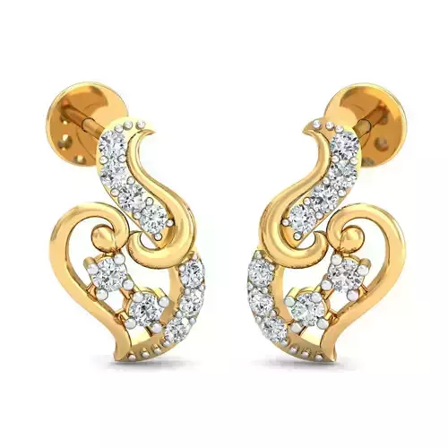 light weight  Yellow gold diamodnd earring-P3 PSER-08