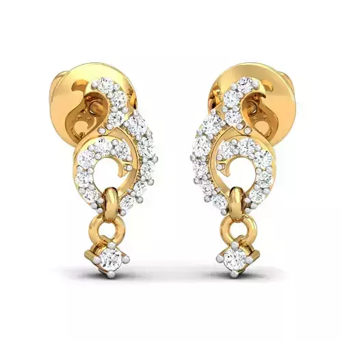 light weight  Yellow gold diamodnd earring-P3 PSER-10