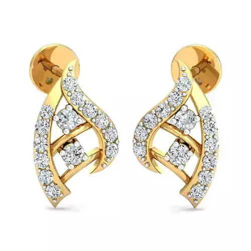 light weight  Yellow gold diamodnd earring-P3 PSER-11