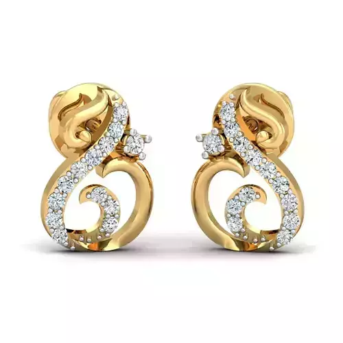 light weight  Yellow gold diamodnd earring-P3 PSER-13
