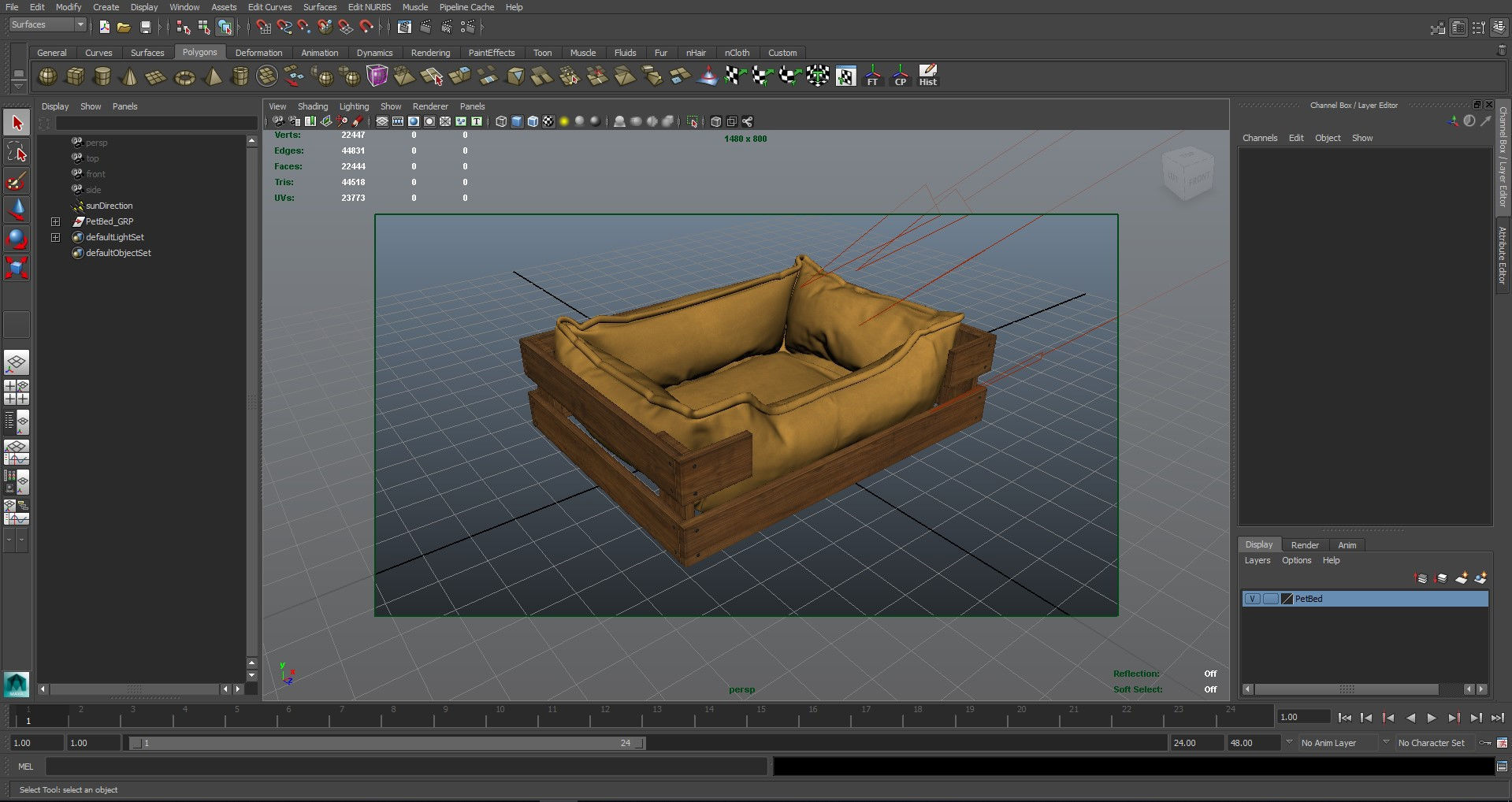 Pet Bed Caramel Velours Low-poly 3D model_26