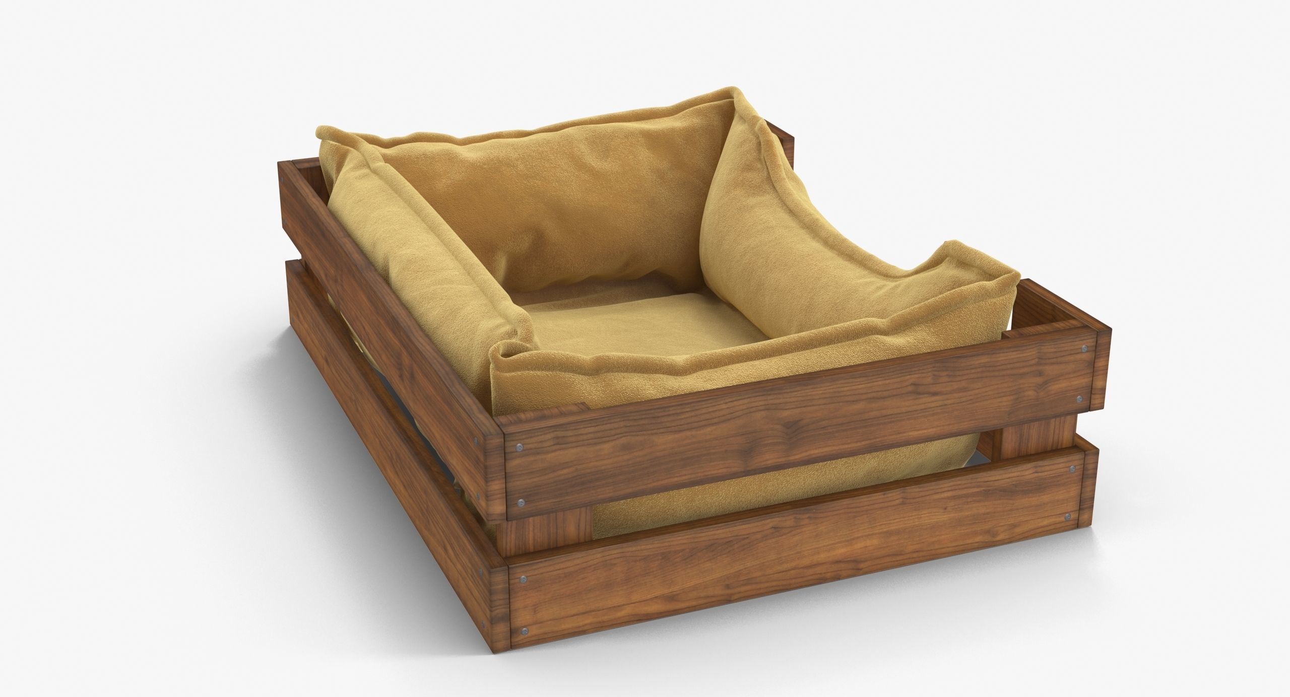 Pet Bed Caramel Velours Low-poly 3D model_9