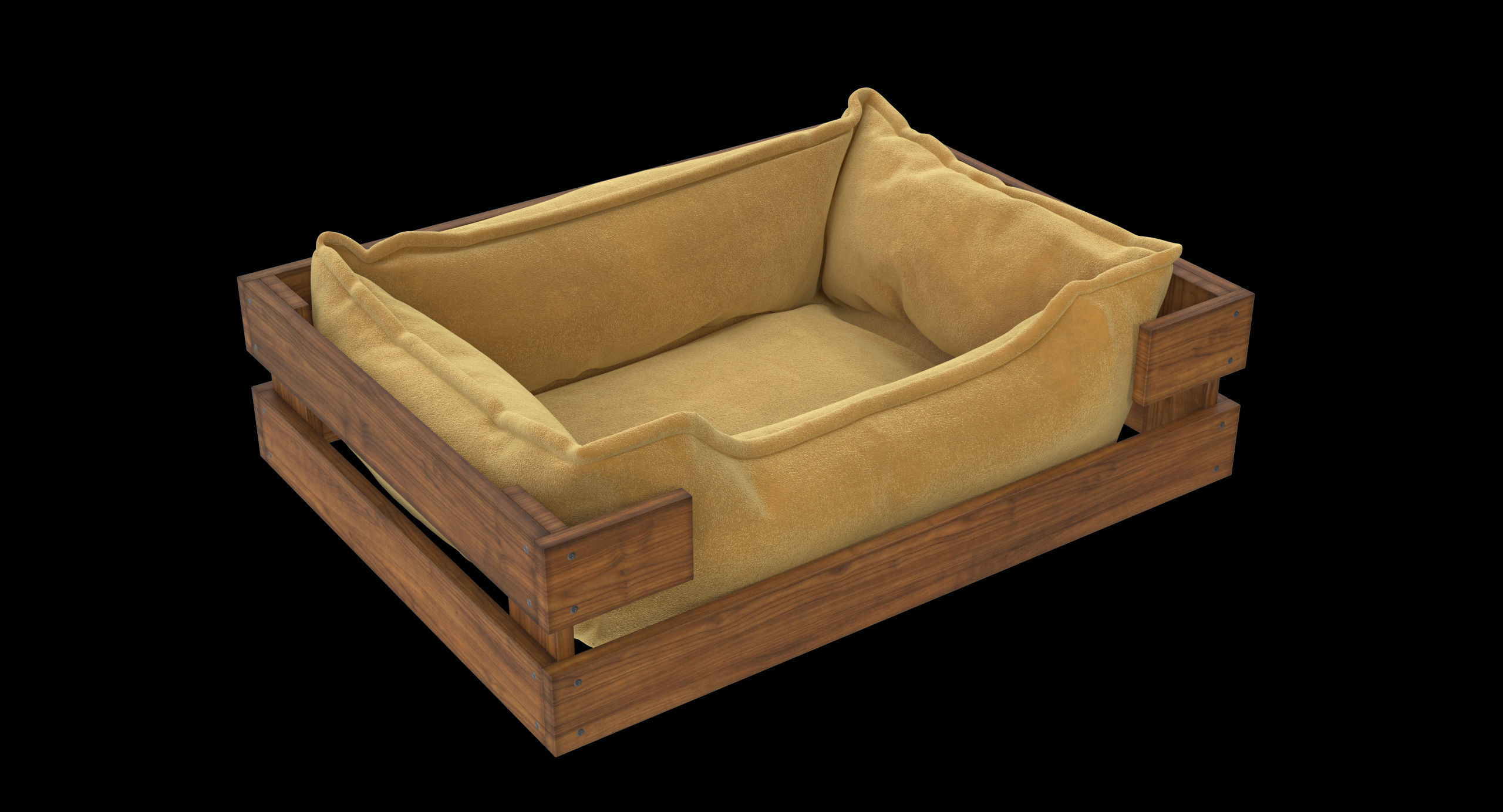 Pet Bed Caramel Velours Low-poly 3D model_1