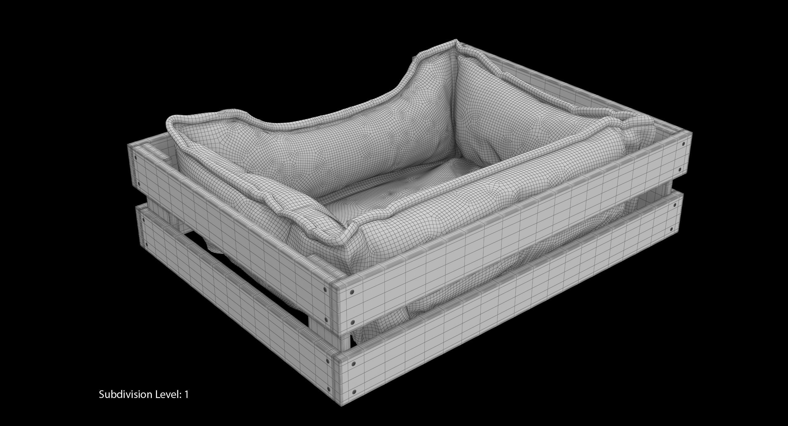 Pet Bed Caramel Velours Low-poly 3D model_19