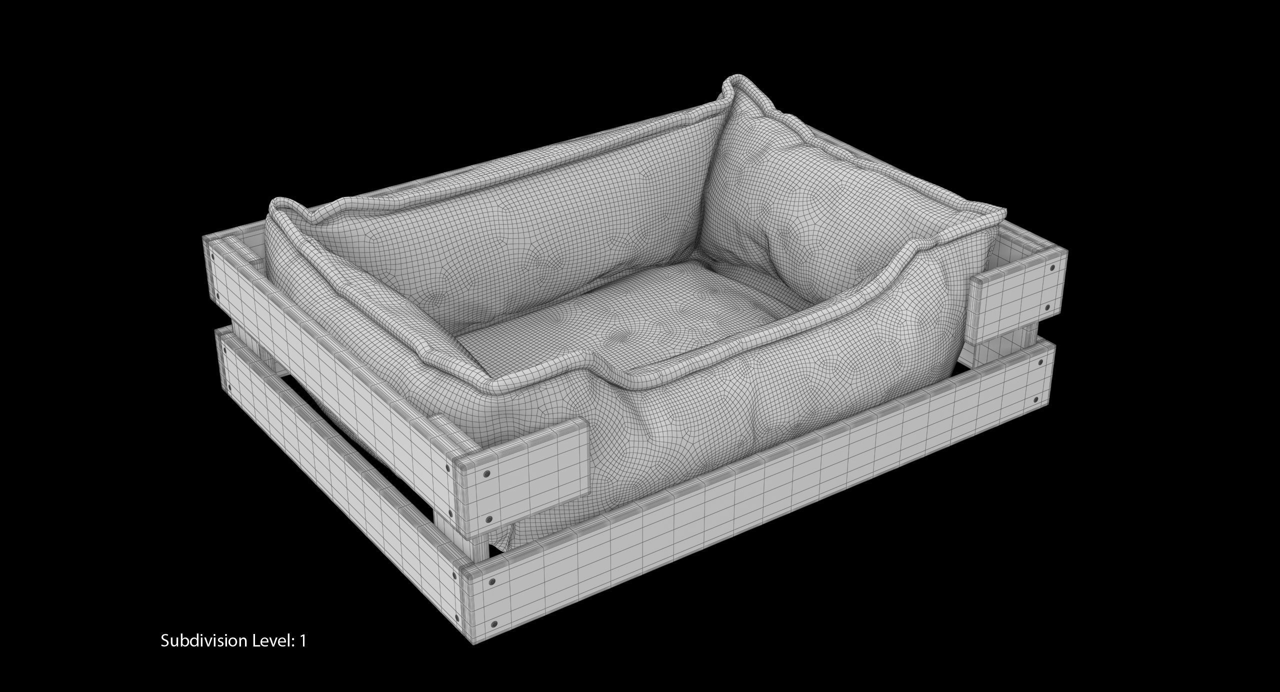 Pet Bed Caramel Velours Low-poly 3D model_17