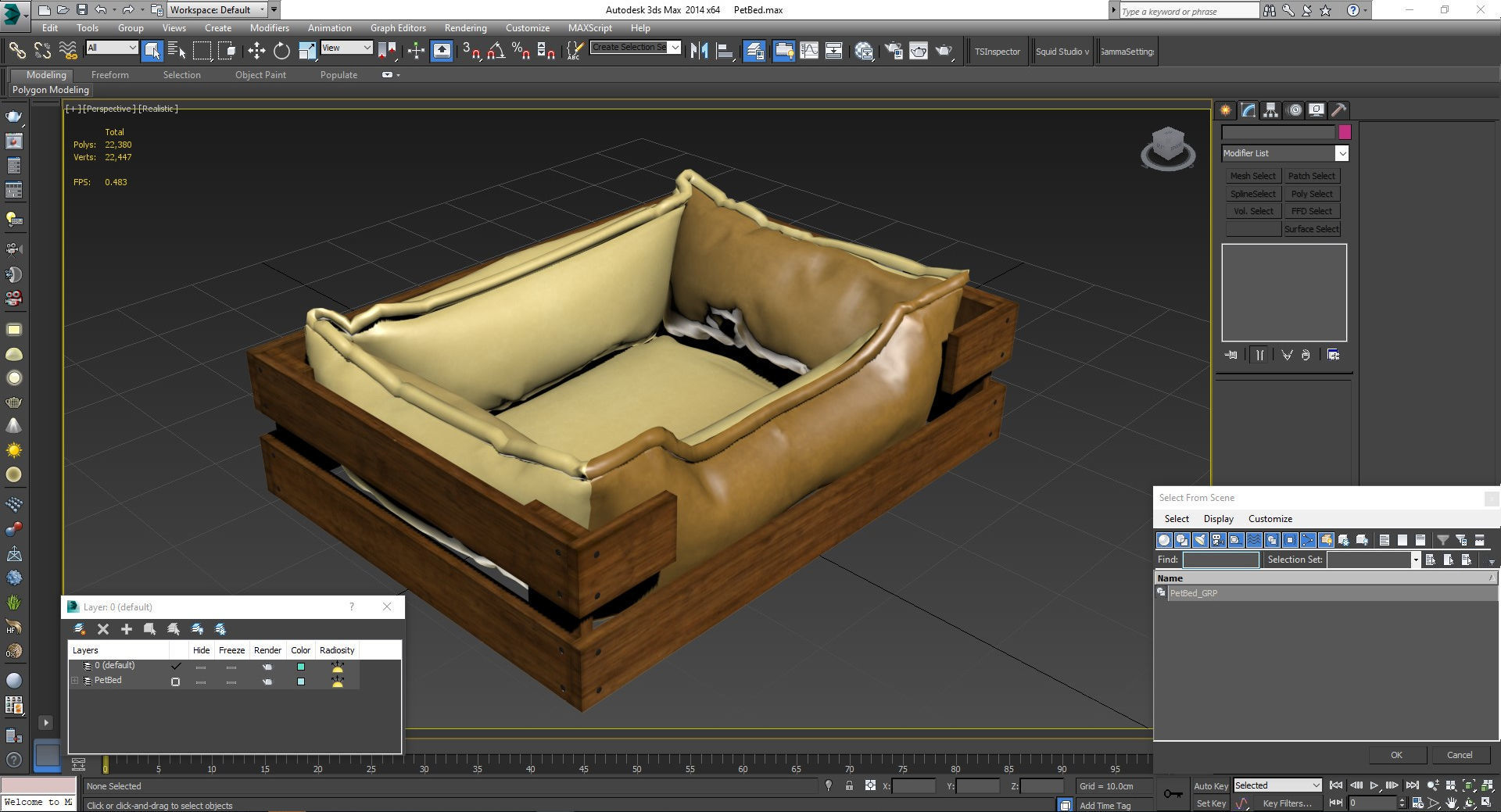 Pet Bed Caramel Velours Low-poly 3D model_24