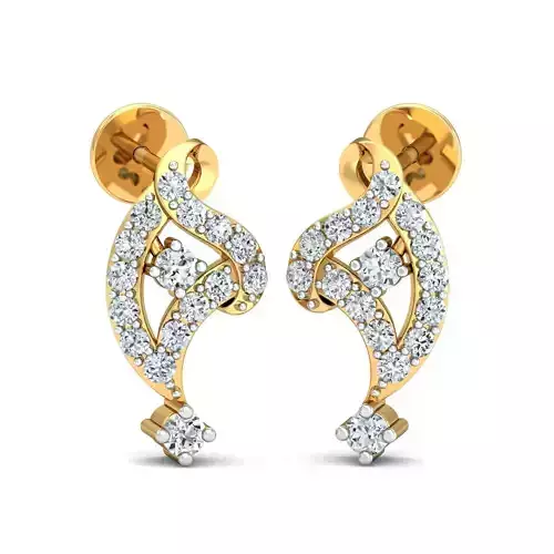 light weight  Yellow gold diamodnd earring-P3 PSER-14