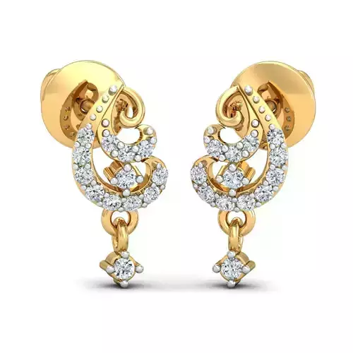 light weight  Yellow gold diamodnd earring-P3 PSER-15
