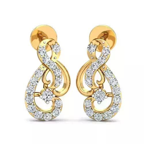 light weight  Yellow gold diamodnd earring-P3 PSER-16