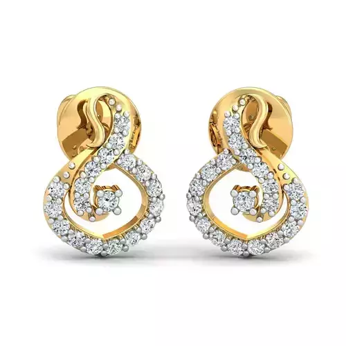light weight  Yellow gold diamodnd earring-P3 PSER-17