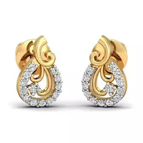 light weight  Yellow gold diamodnd earring-P3 PSER-18