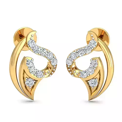 Yellow gold diamond earring-P3 PSER-21