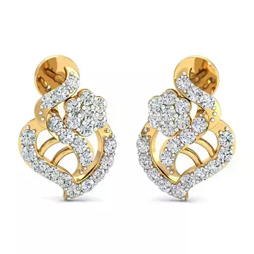 Yellow gold diamond earring-P3 PSER-22