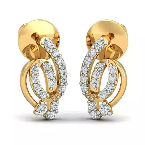 Yellow gold diamond earring-P3 PSER-23