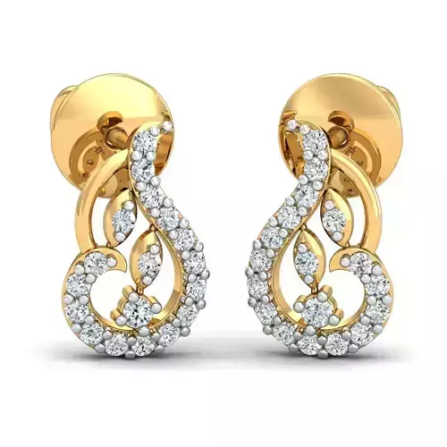 Yellow gold diamond earring-P3 PSER-24