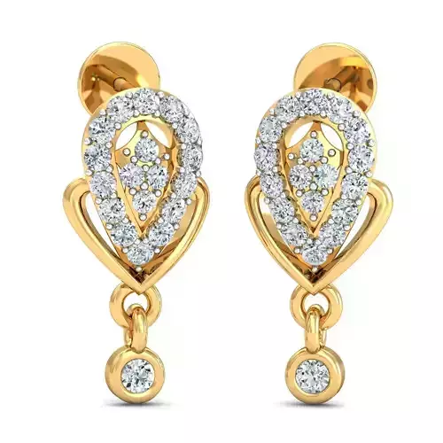 Yellow gold diamond earring-P3 PSER-25