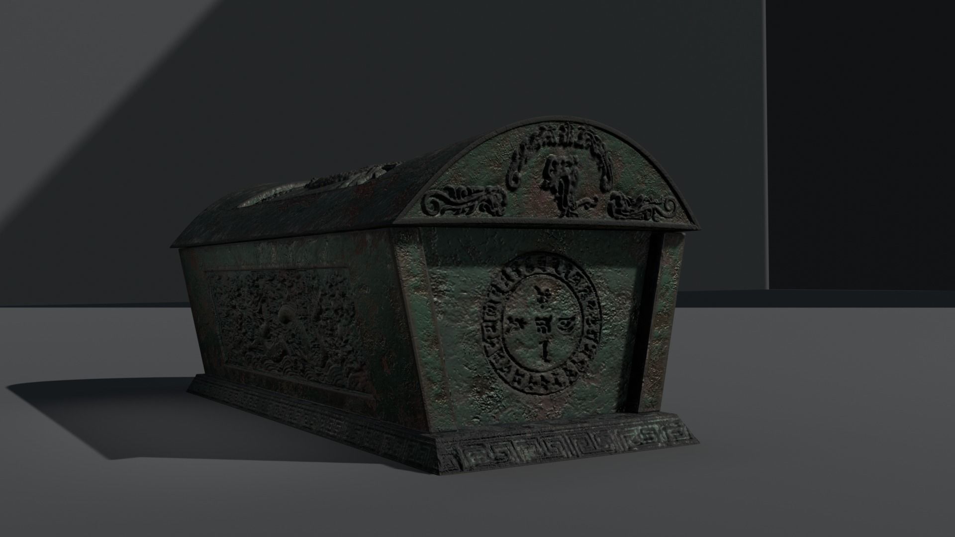 Chinese Bronze Coffin Low-poly 3D model Low-poly 3D model_2