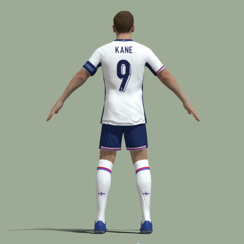 T-Pose Rigged Harry Kane England Euro 2024 3D model_2