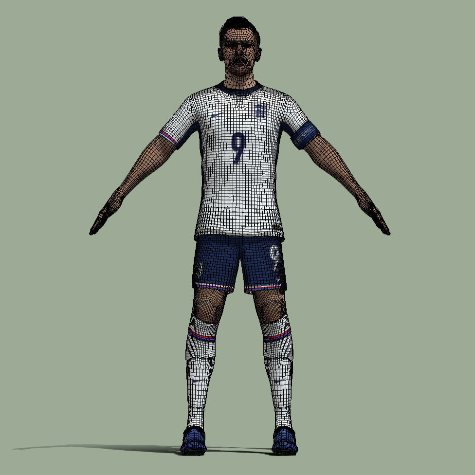 T-Pose Rigged Harry Kane England Euro 2024 3D model_5