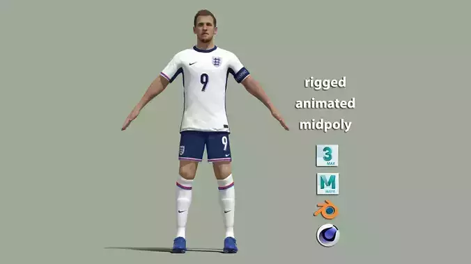  T-Pose Rigged Harry Kane England Euro 2024