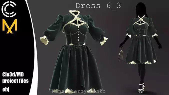 Dress 6-3 - Marvelous Designer project and OBJ