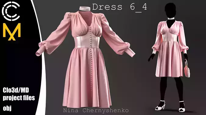 Dress 6-4 - Marvelous Designer project and OBJ