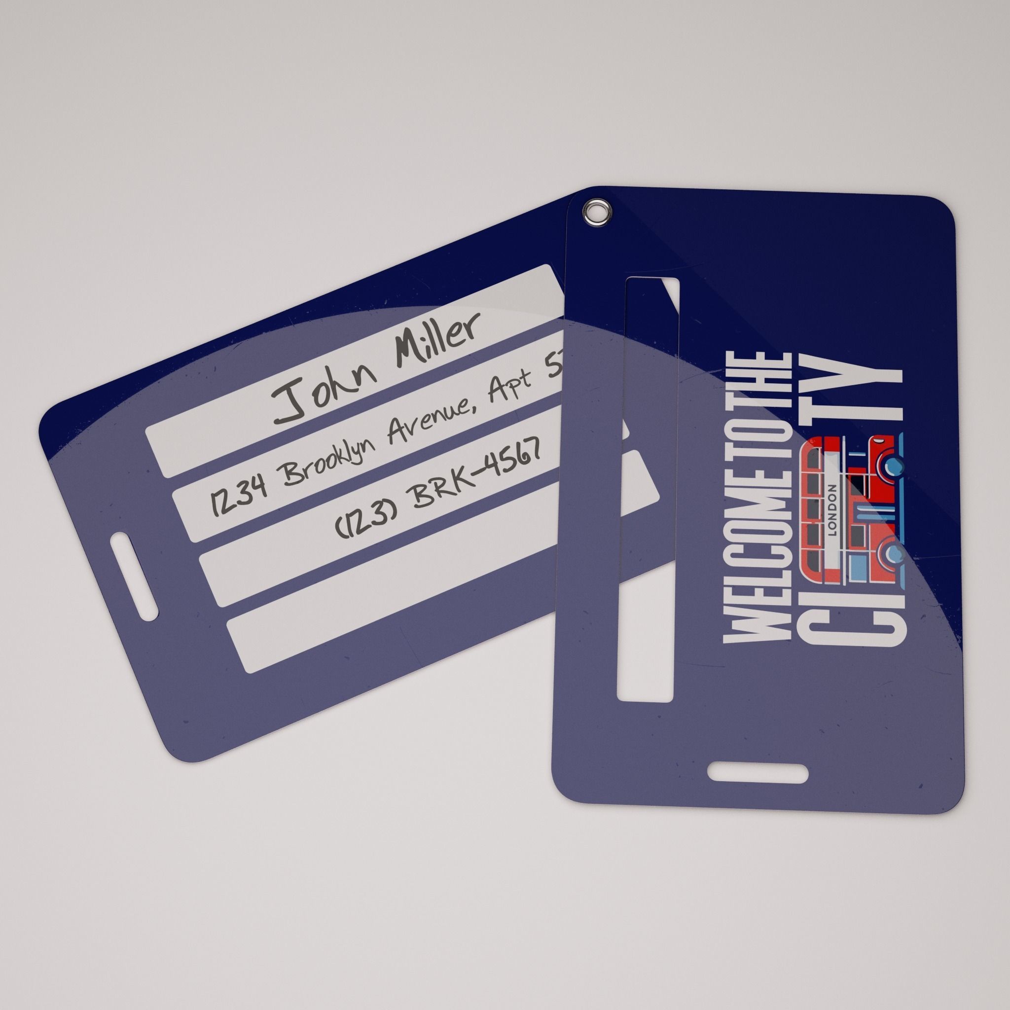 Plastic luggage tag Low-poly 3D model_39