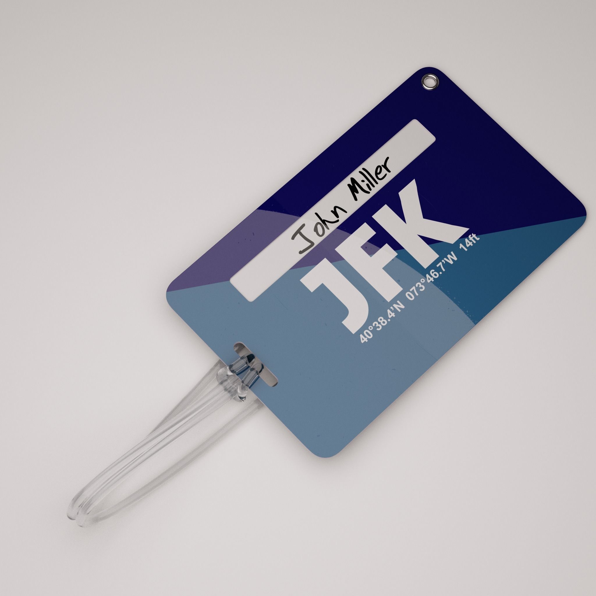 Plastic luggage tag Low-poly 3D model_1